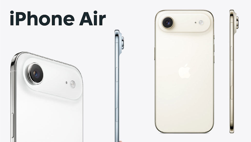 Shots of the iPhone Air, showcasing how thin it is