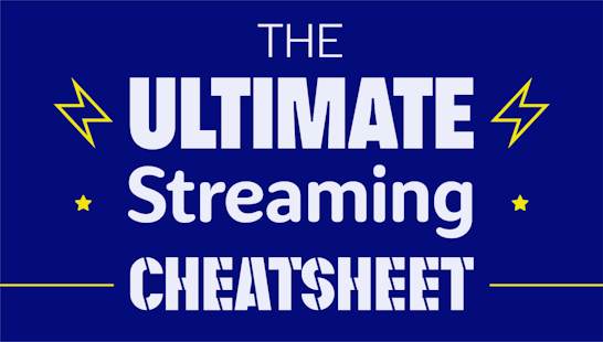 The text 'The Ultimate Streaming Cheat Sheet' with some lightning bolts