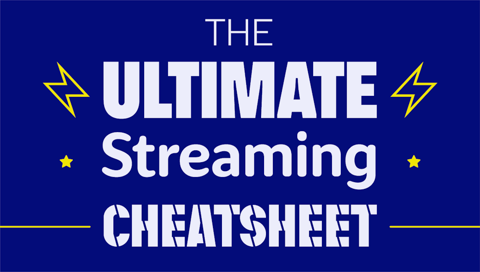 The text 'The Ultimate Streaming Cheat Sheet' with some lightning bolts