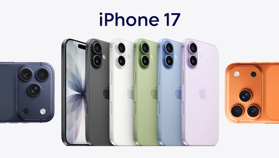 A group of iPhone 17s, in different colours