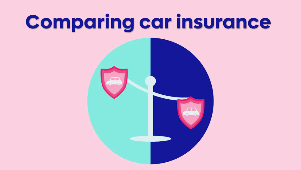 A set of scales with the text 'comparing car insurance'