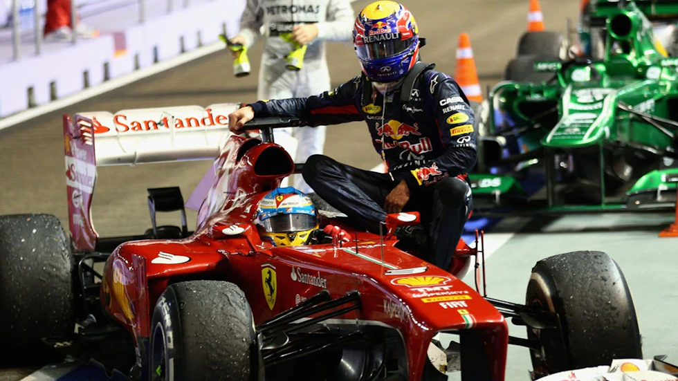 Alonso giving this Red Bull driver a ride.